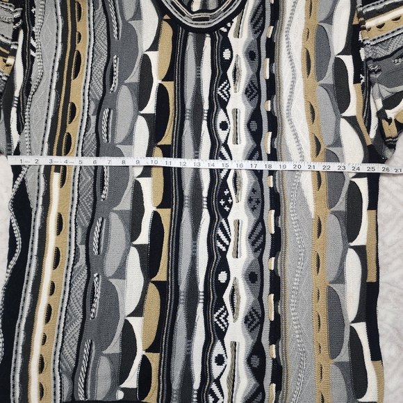 Vintage Men 3D Knit Grandpa Sweater SizeXL  90s Retro Cozy Heritage Black Grey - Picture 11 of 16